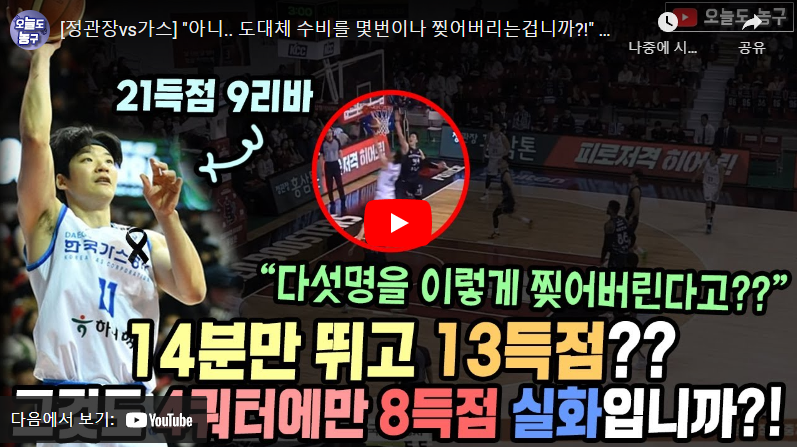 12월18일 농구 정관장 VS 가스공사 80:91