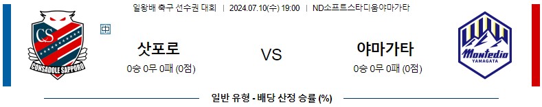 7월10일 일왕배컵 삿포로 야마가타 아시아축구분석 스포츠분석